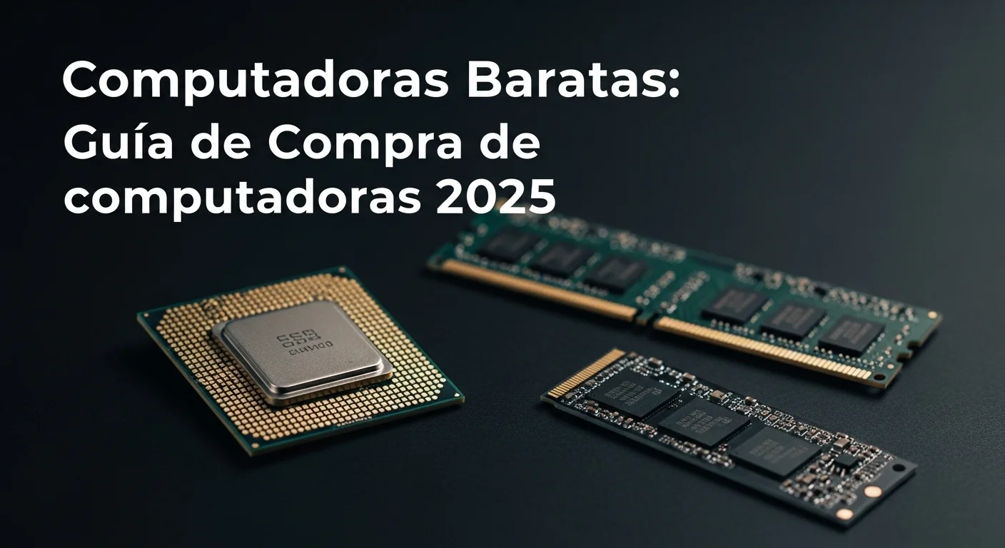 Componentes internos de una computadora como CPU, RAM y SSD, claves para elegir computadoras de escritorio baratas y potentes.