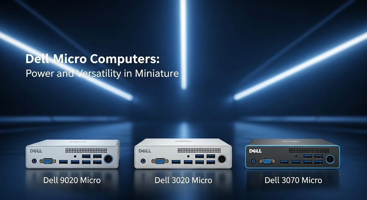 Comparativa de puertos y tamaños entre los modelos Dell 9020 Micro, Dell 3020 Micro y Dell 3070 Micro.