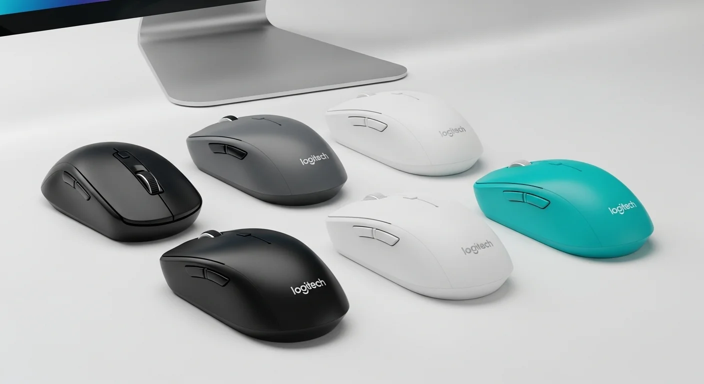 Vista de los diferentes colores disponibles para el mouse inalámbrico Logitech M190, un accesorio clave para computadoras.