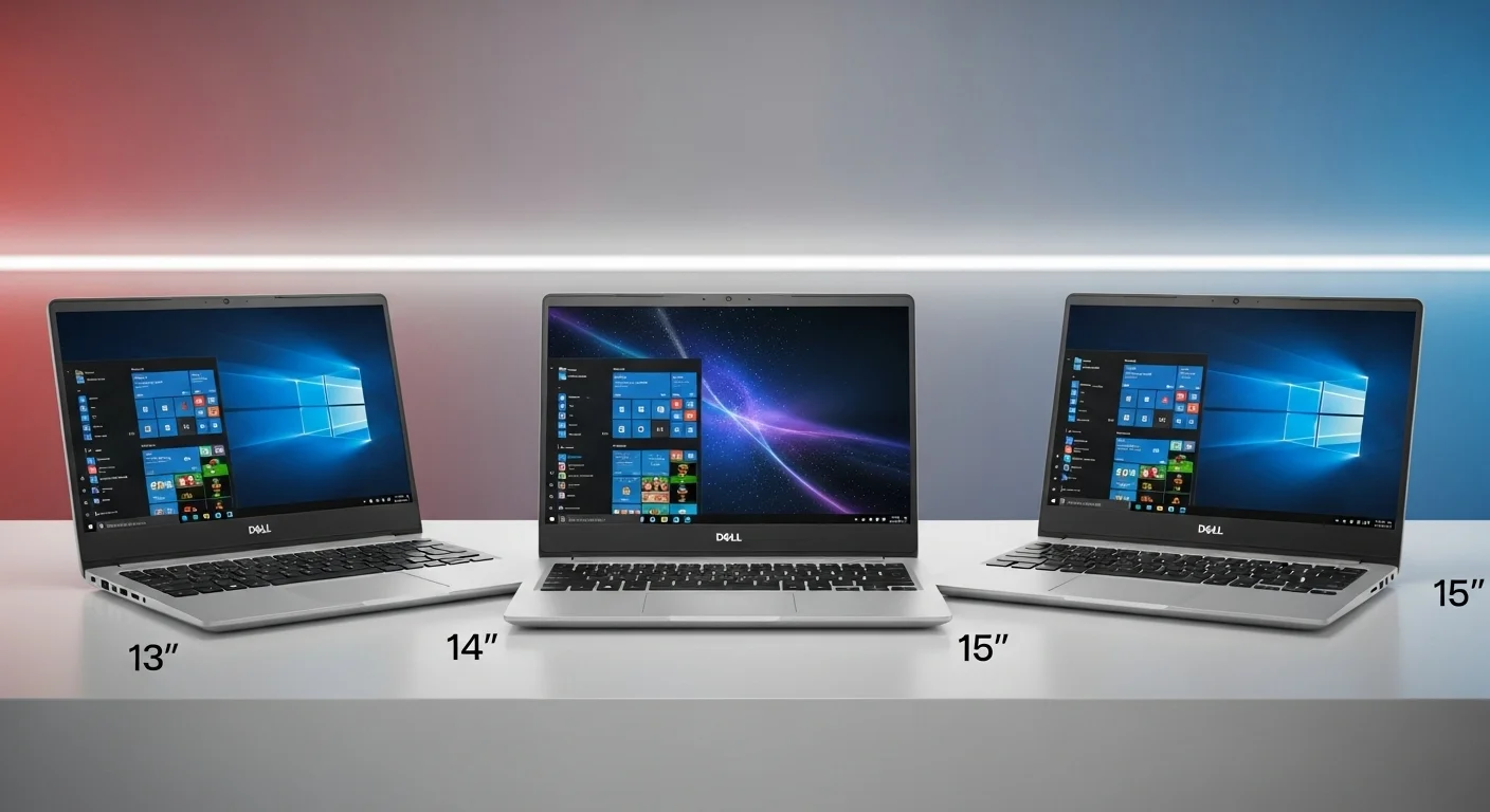 Varios modelos de computadoras Dell Inspiron 5000, incluyendo el de 13, 14 y 15 pulgadas, mostrando la diversidad de la serie.