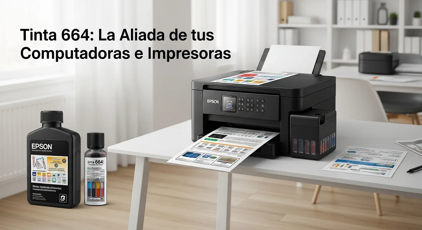 Una impresora Epson EcoTank en un entorno de oficina, demostrando su uso profesional para documentos y proyectos.