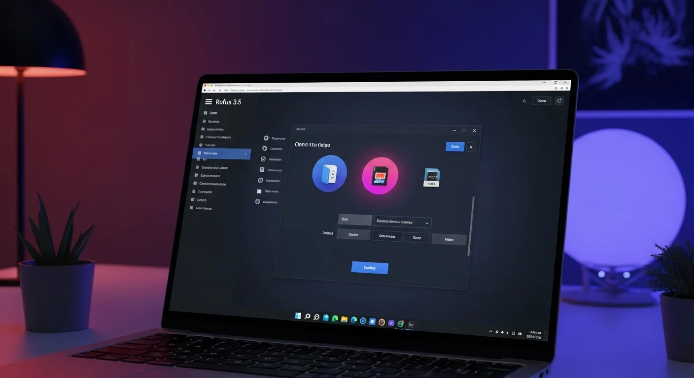 Captura de pantalla de la interfaz del software Rufus 3.5 mostrando las opciones para crear una unidad USB de arranque para computadoras