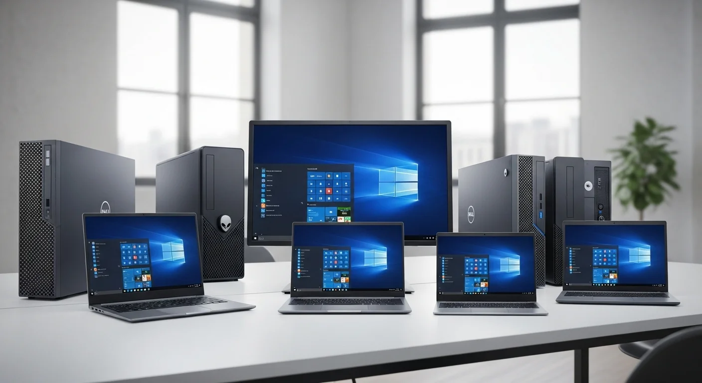 La línea completa de computadoras Dell de escritorio y laptops, incluyendo modelos Inspiron, Alienware y Latitude.