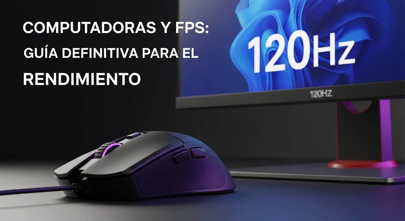 Primer plano de un mouse Fps y un monitor de 120 Fps, componentes clave para una experiencia de juego fluida.