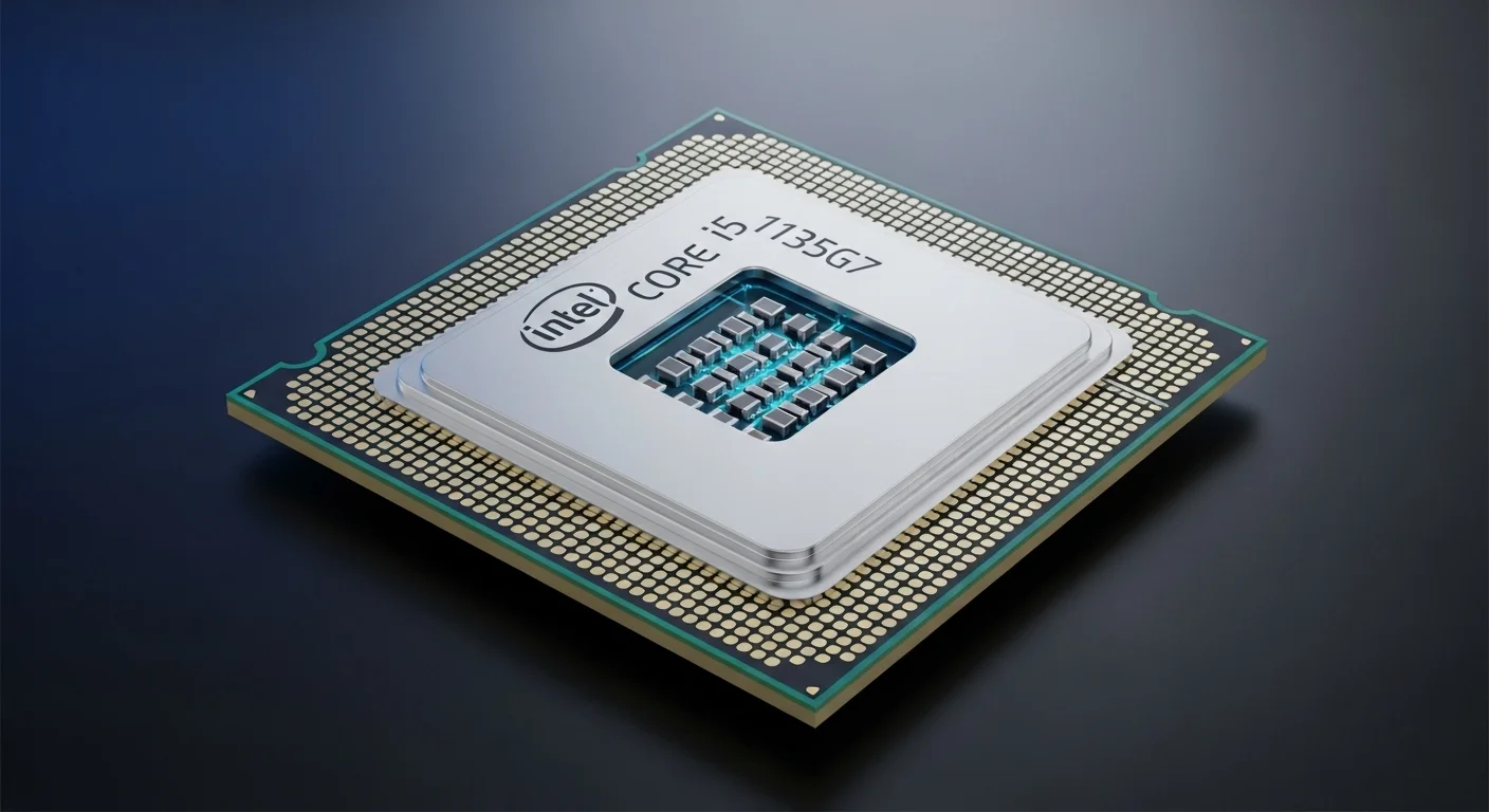 Un primer plano del procesador Intel Core i5 1135g7, destacando la tecnología dentro de las computadoras y laptops HP i5.