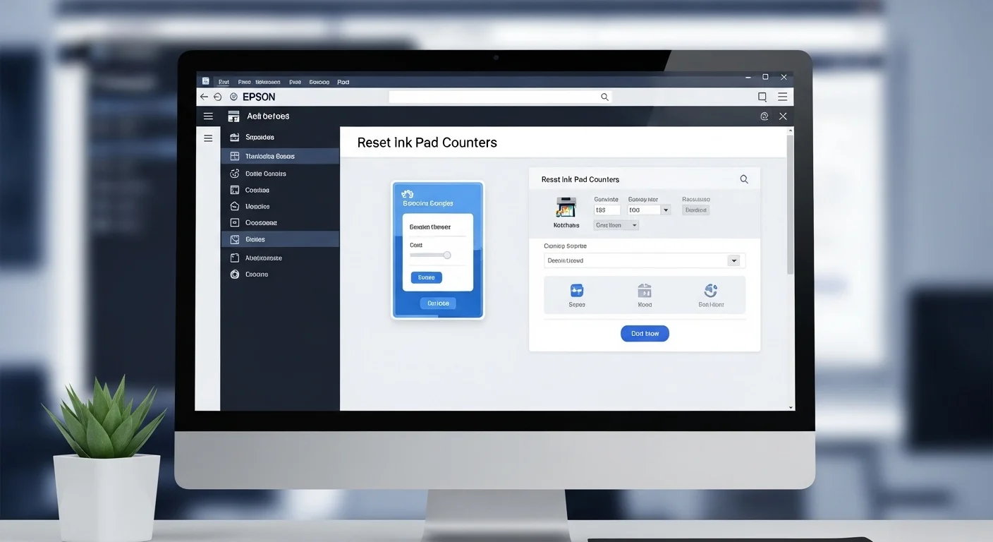 Pantalla de una computadora mostrando el software para resetear el contador de las almohadillas de una impresora Epson.