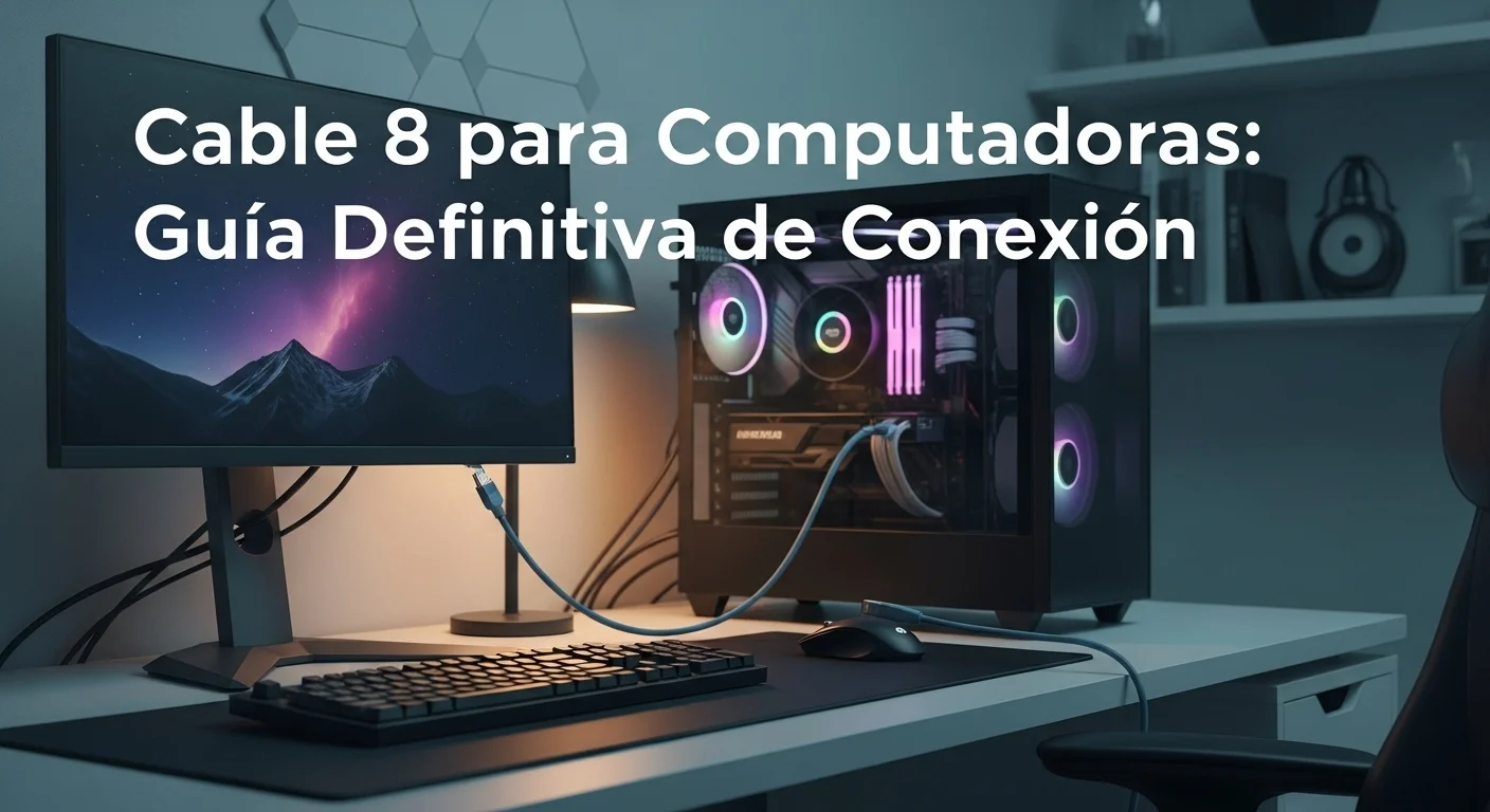 Un setup de computadora gamer bien organizado, mostrando el uso de un cable HDMI largo conectado a un monitor y un cable de red de alto rendimiento.