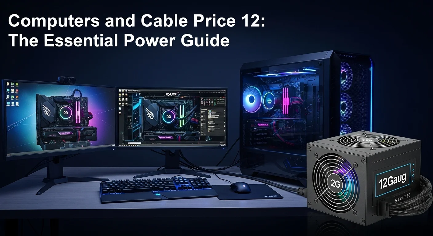 Setup de gaming de alto rendimiento iluminado, simbolizando la necesidad de una alimentación eléctrica robusta proporcionada por un cable de calibre 12.