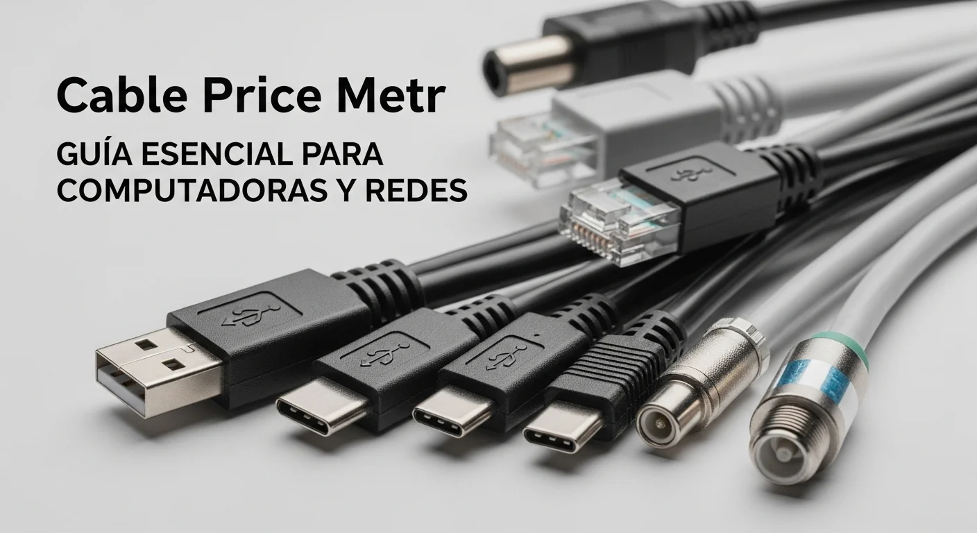 Primer plano de diferentes tipos de cables, incluyendo ethernet, USB-C, de alimentación y coaxiales, ilustrando la diversidad en el mundo de la tecnología para computadoras.