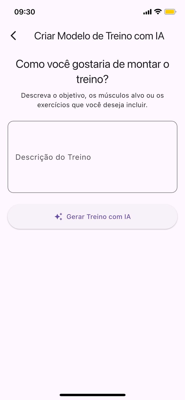 Criação de treino com Inteligência Artificial no ConectaFit