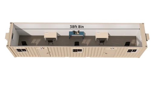 The inside view of our 40ft ground-level office container