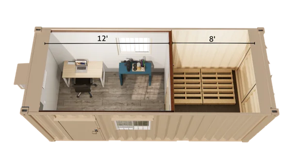 20ft ground level office and storage combo container