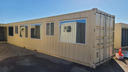 Double Pane Picture Windows on a container