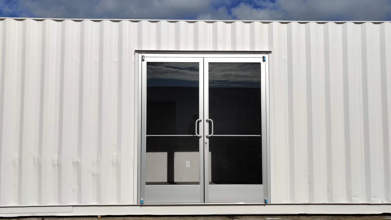 A storefront door