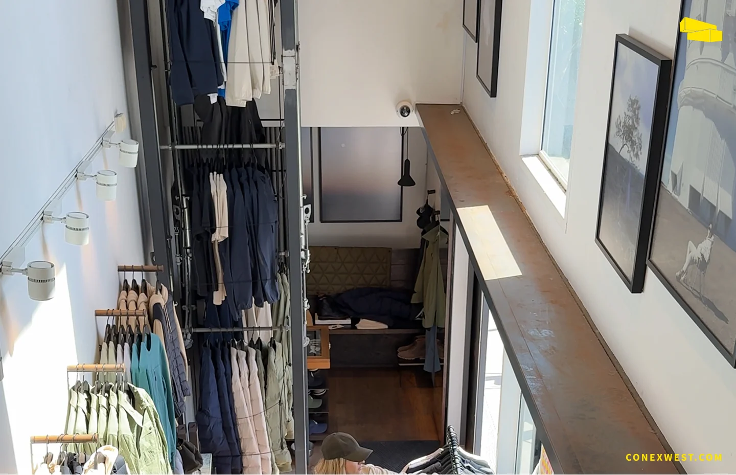 AETHER Apparel shipping container store interior layout