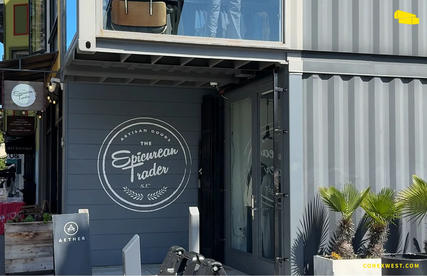 AETHER Apparel shipping container store sustainable retail model