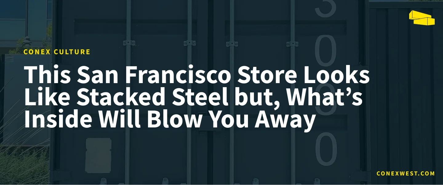 AETHER Apparel shipping container store exterior view in San Francisco