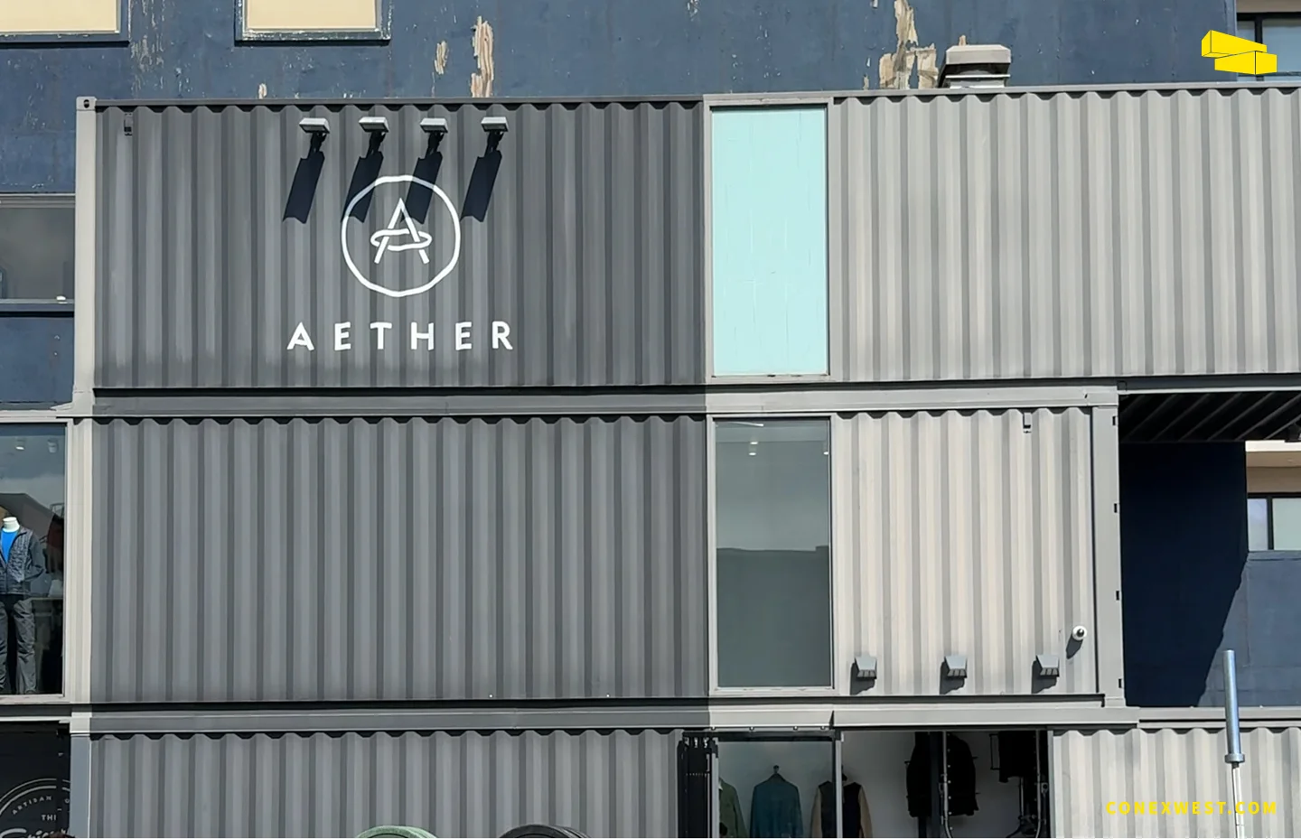 AETHER Apparel shipping container store street view in Hayes Valley