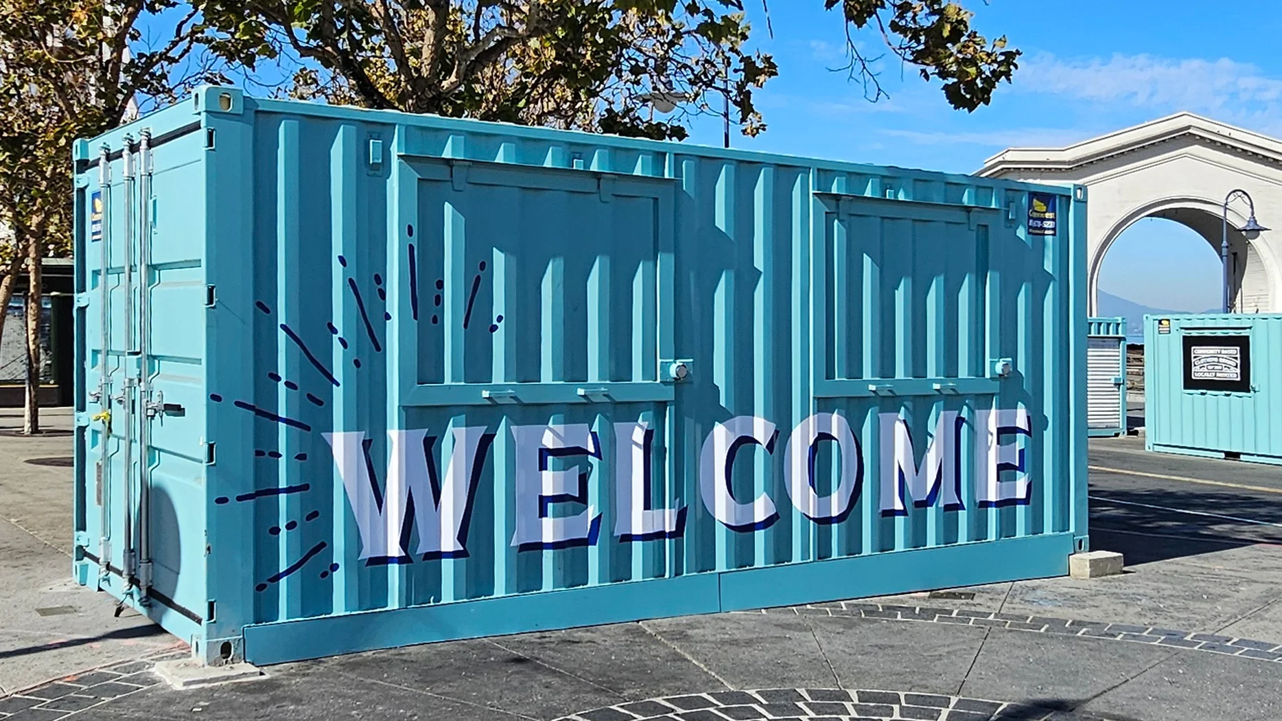 Finished shipping container booth for Fisherman's Wharf