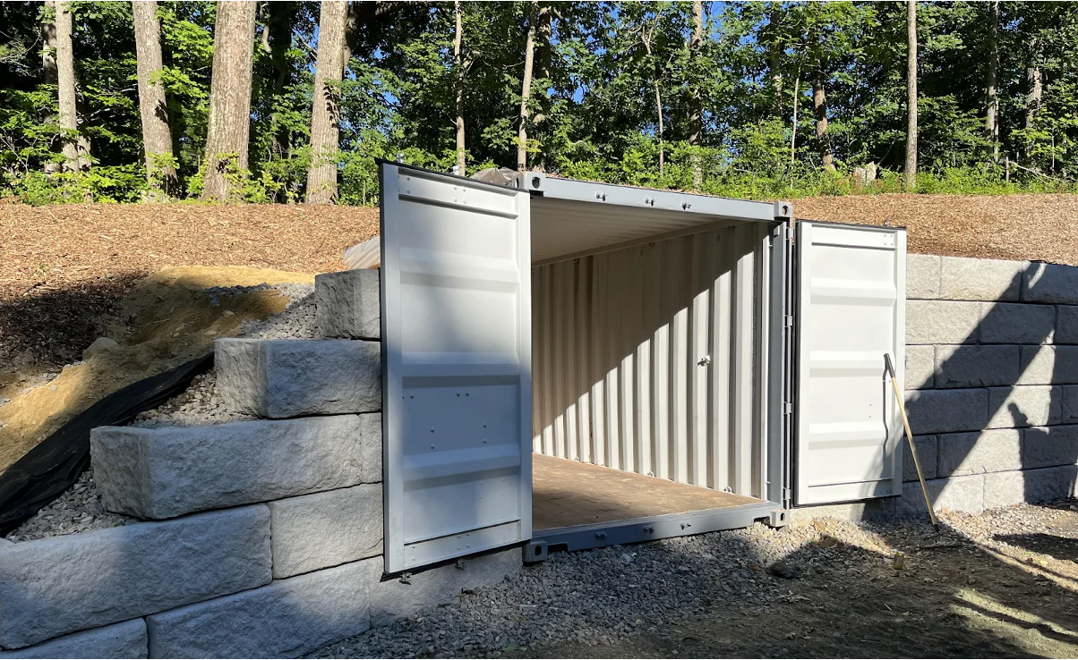 A shipping container bunker.