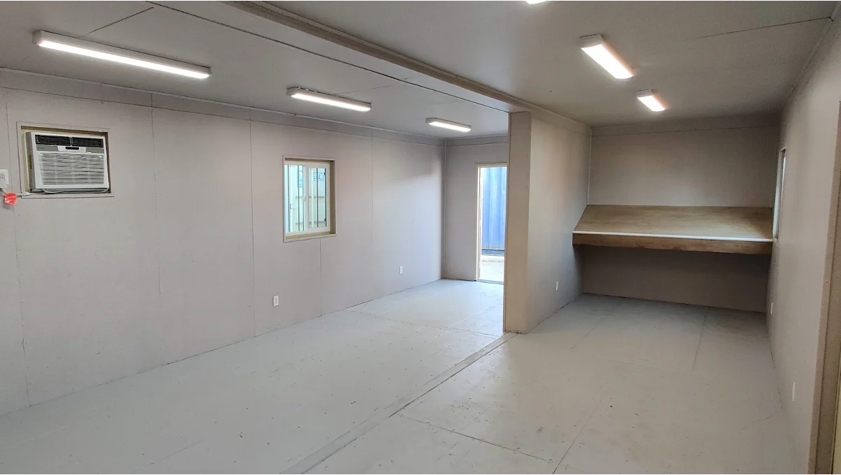 A shipping container office.