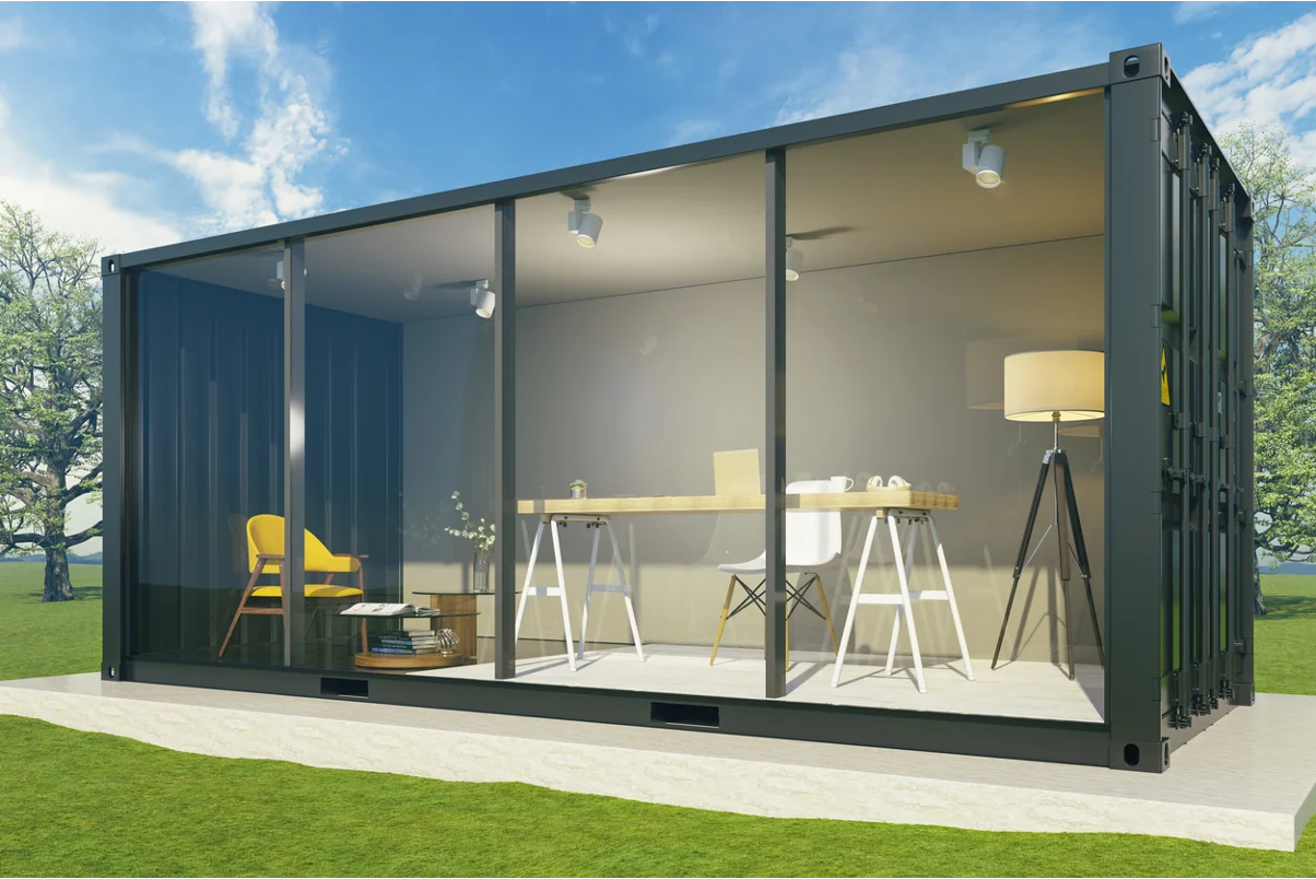A shipping container office.