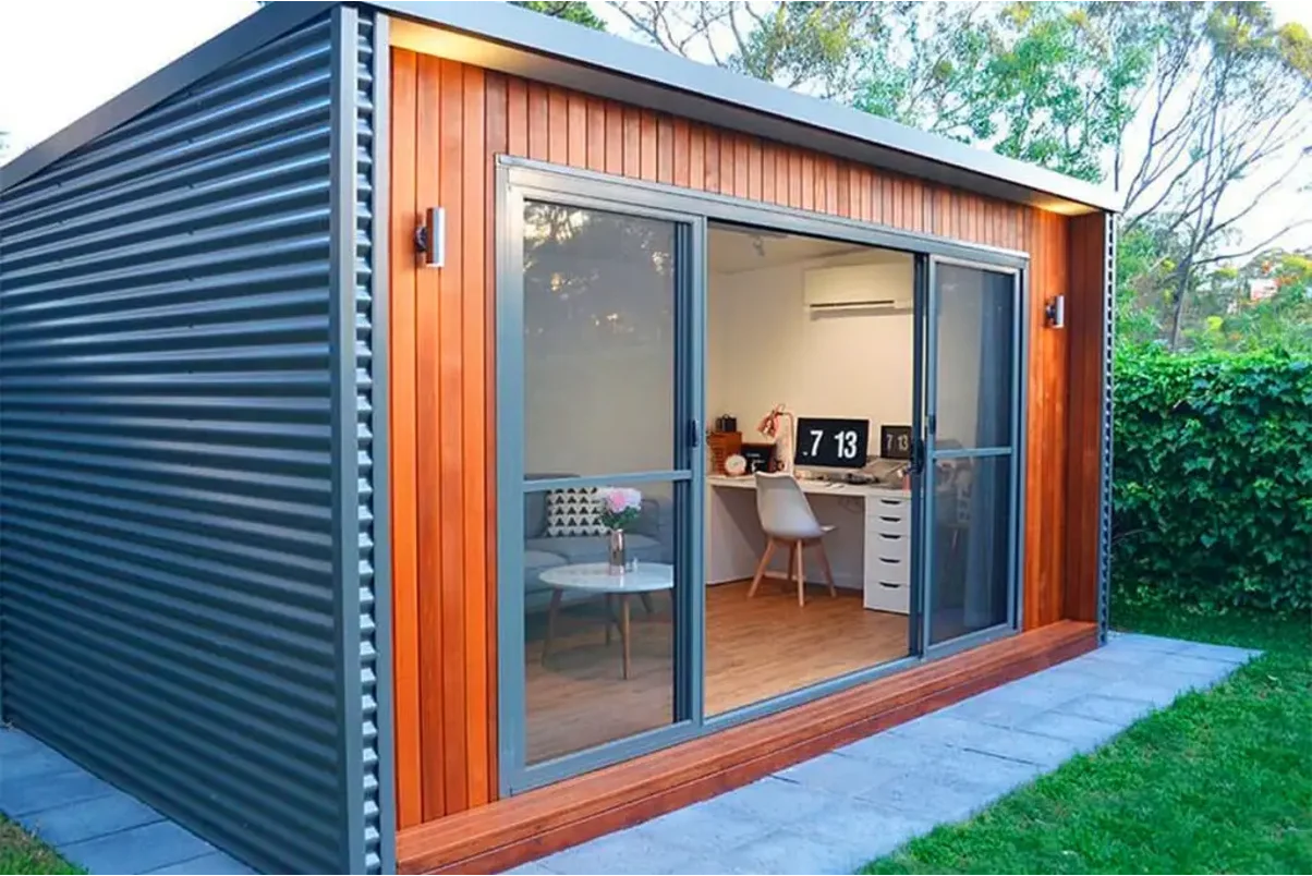 A shipping container office.