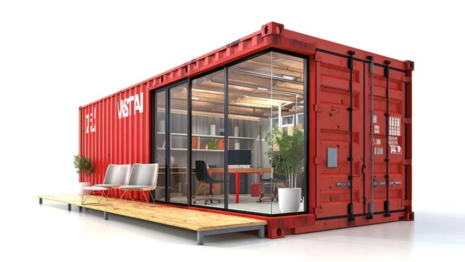 A shipping container office.