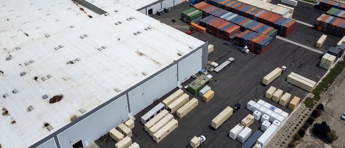Aerial view of the Conexwest container factory and yard