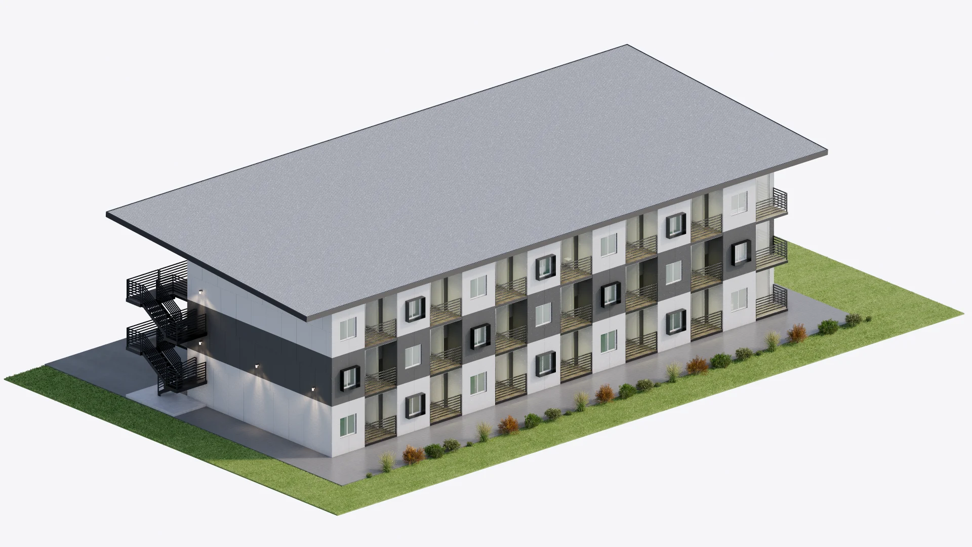 Multi-story shipping container apartment building concept