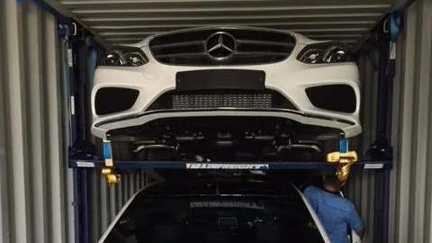 Shipping container car rack