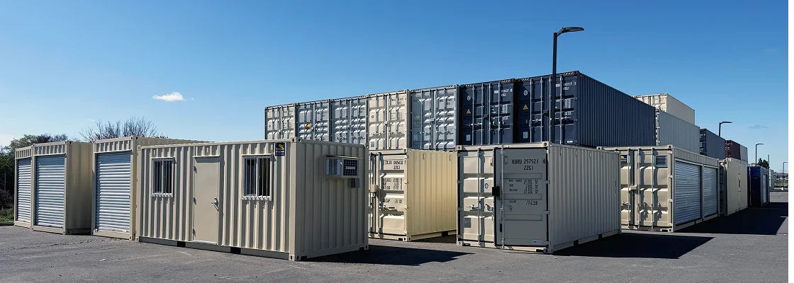 Conexwest container yard with custom container units