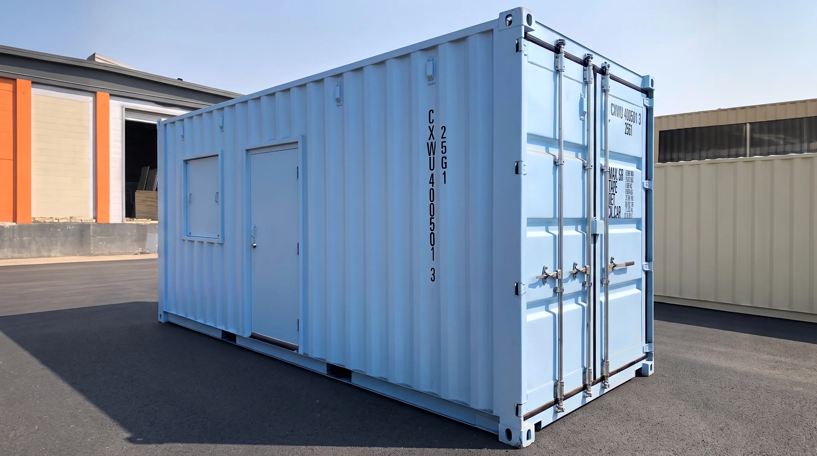 Blue 20ft shipping container for coastal operations
