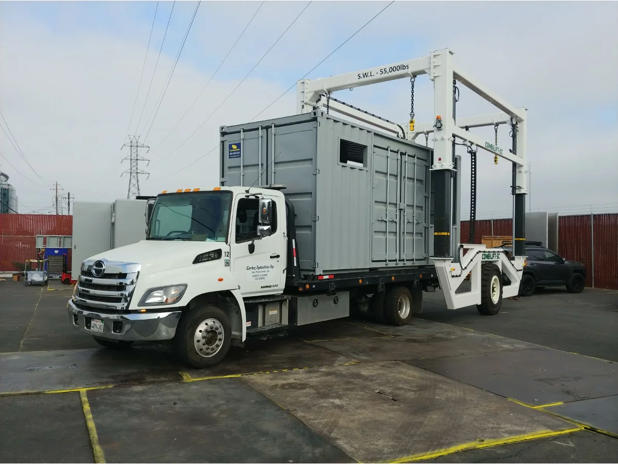 Conexwest delivering a container.