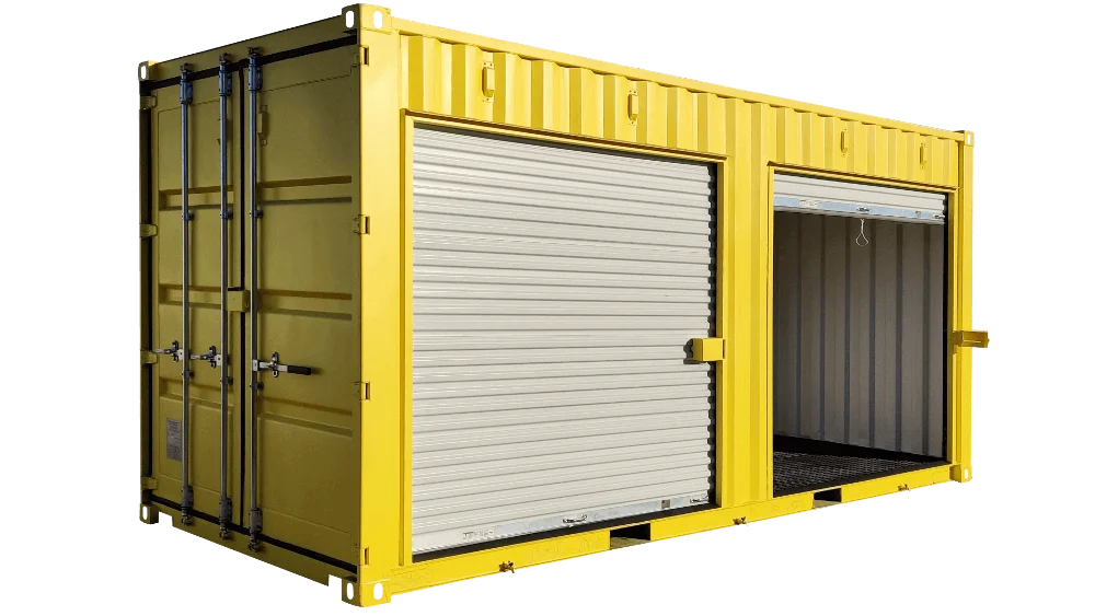 Fire suppression system in a hazmat storage container