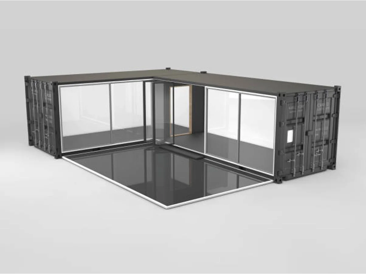 L-shaped container home layout 3D