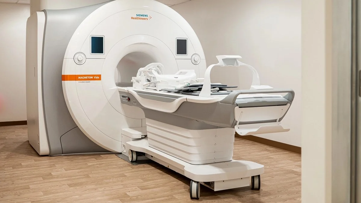 Siemens MAGNETOM Vida MRI scanner inside container lab