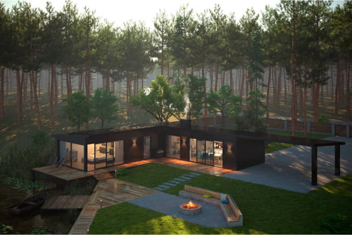 Offset L-shaped container home design.