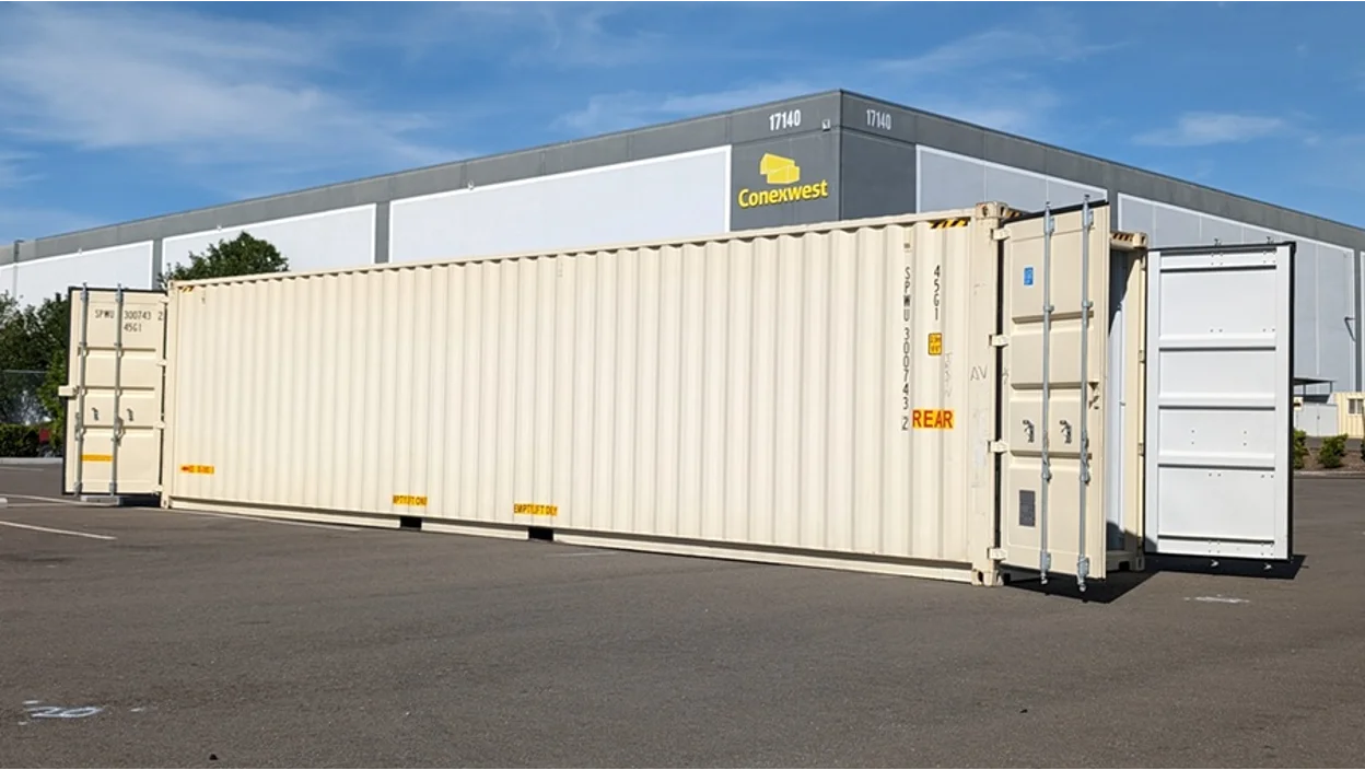 opening a shipping container