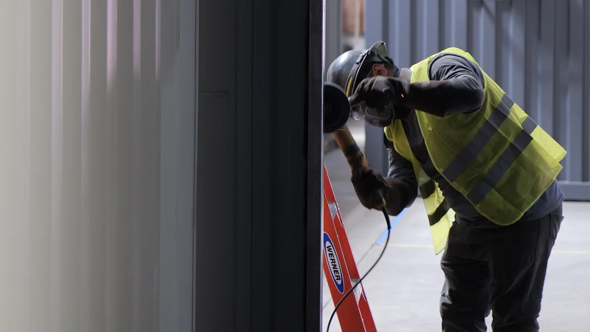 Outside container welding