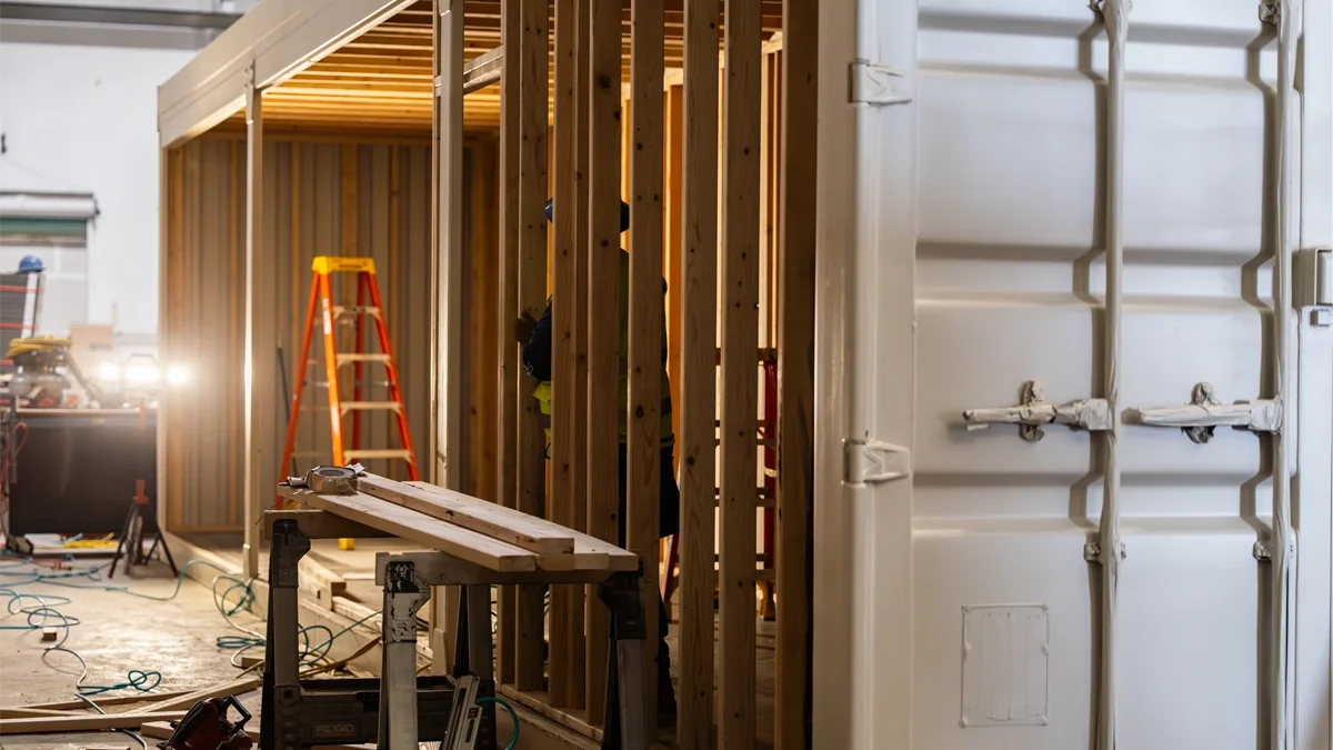 Wooden interior framing inside