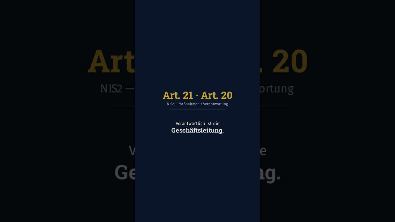 NIS2: Wer haftet, wenn die IT es allein macht? (Art. 20/21)