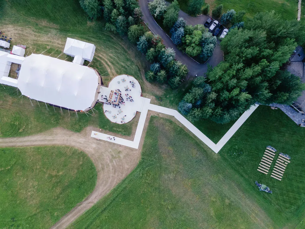 Luxury clearspan tent with integrated climate control for evening events