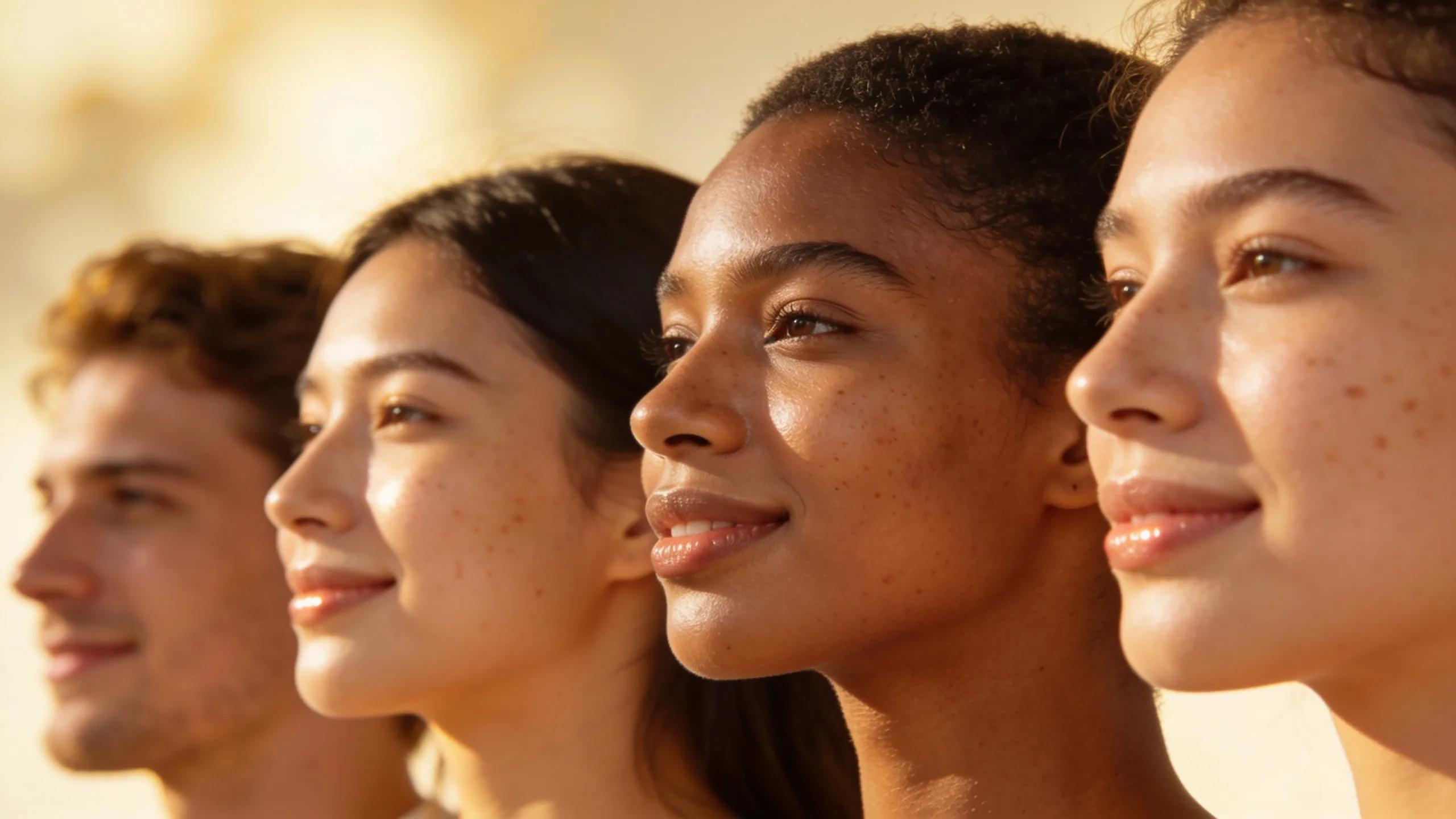 Diverse individuals with clear skin after acne scar treatments, showcasing the effectiveness of personalized skincare solutions