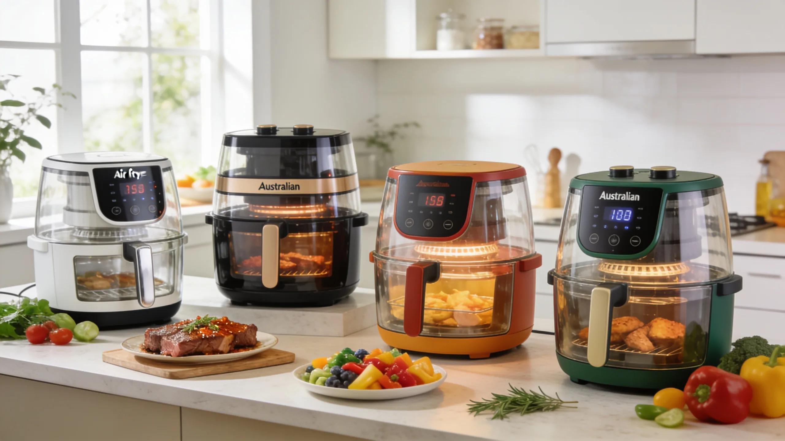 Variety of top glass air fryer models highlighting features and brand differences