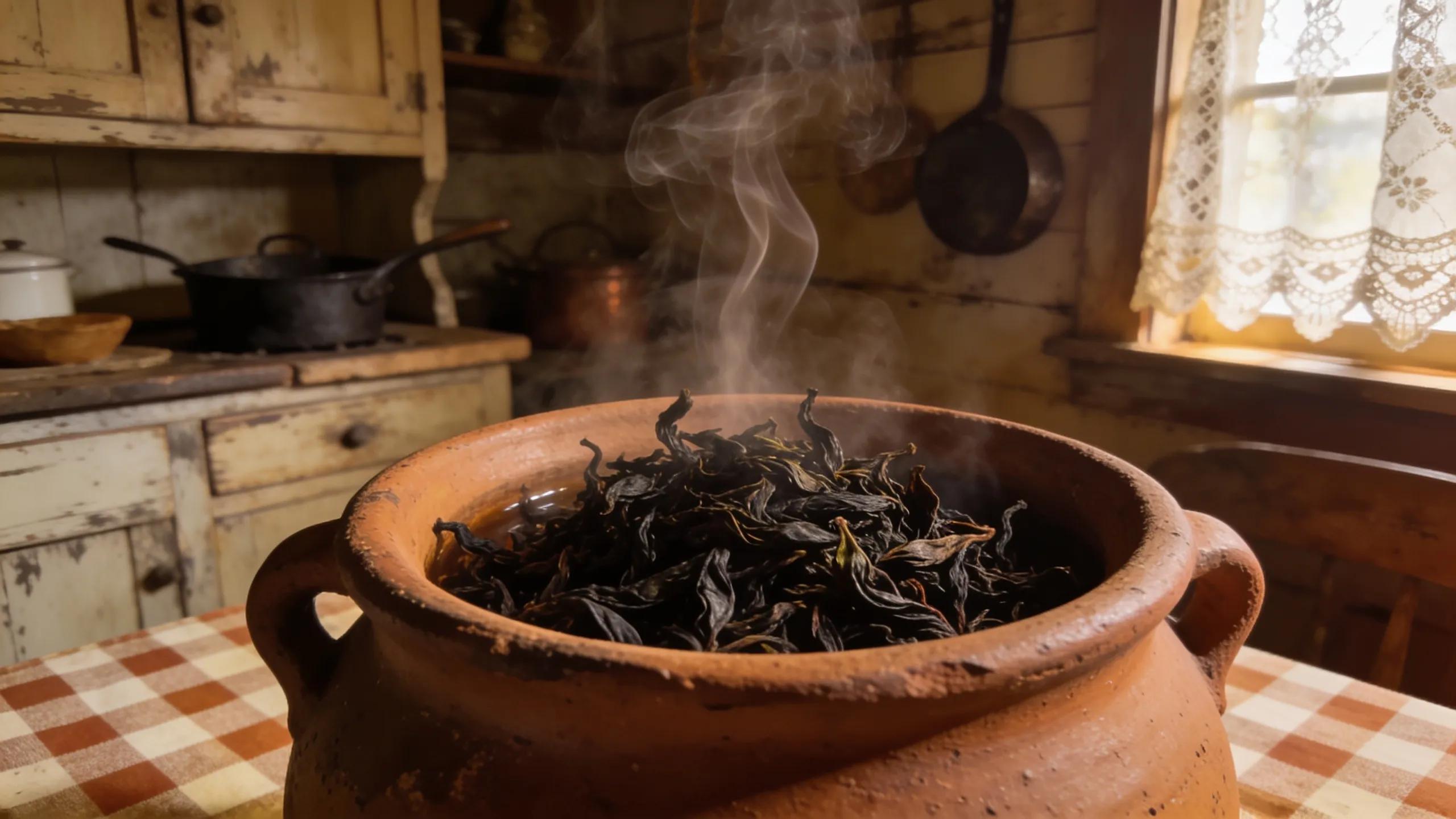 Traditional brewing of high-quality black tea leaves, capturing the essence of Southern culinary heritage