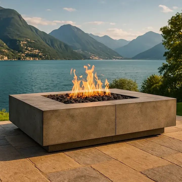 LOMBARD TALL Concrete Fire & Water Bowl by Freedom Fire Pits