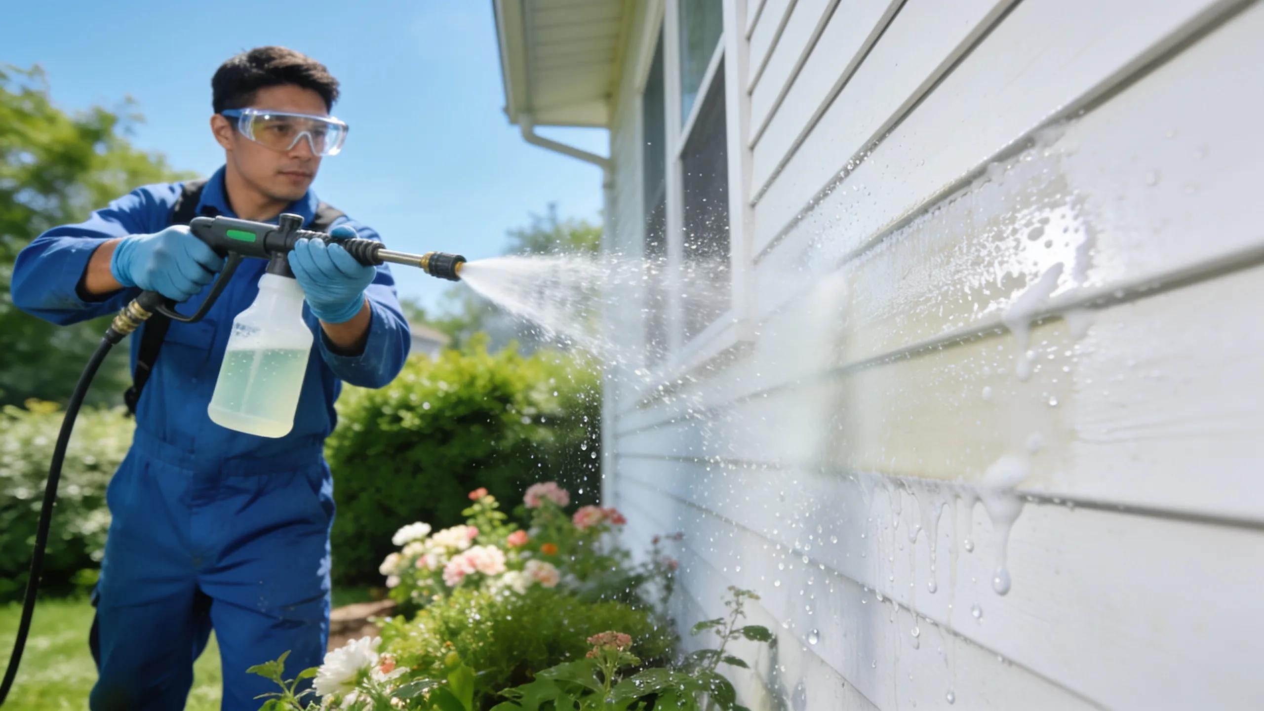 Eco-friendly soft washing process with biodegradable solutions