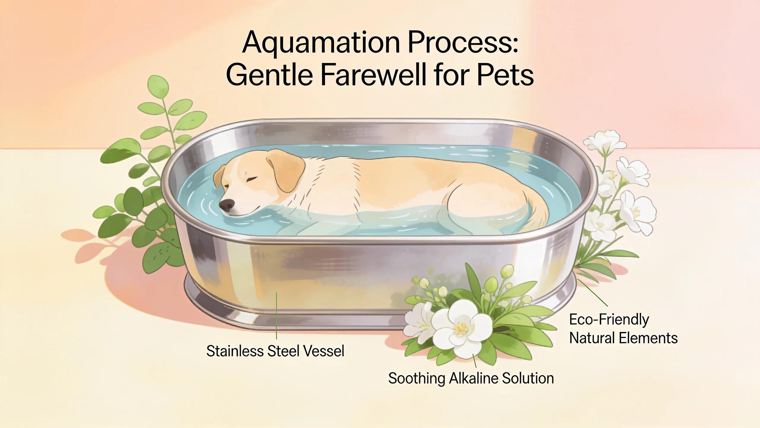 Aquamation process with a pet in a stainless steel vessel, highlighting eco-friendly pet care practices.