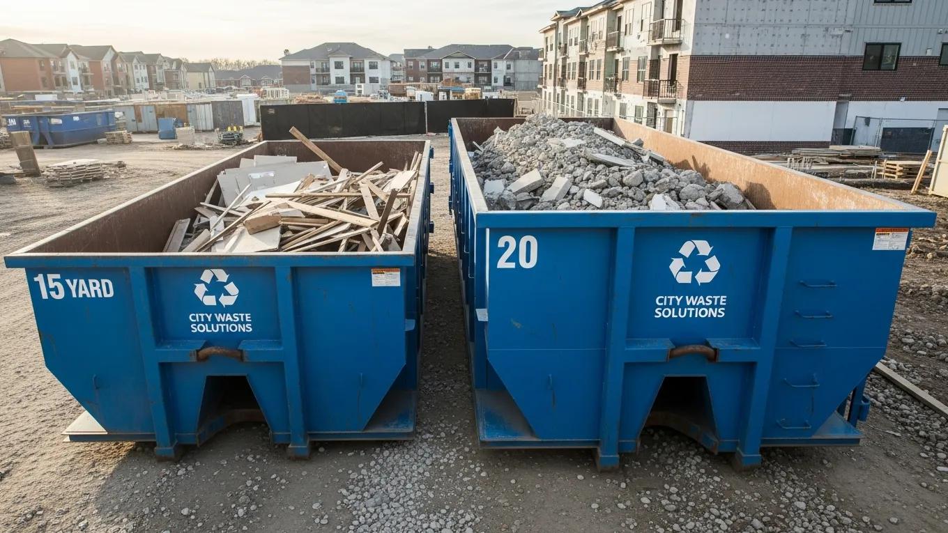 15 yard and 20 yard roll-off dumpster rental comparison for vacation rental cleanout Ocean City MD